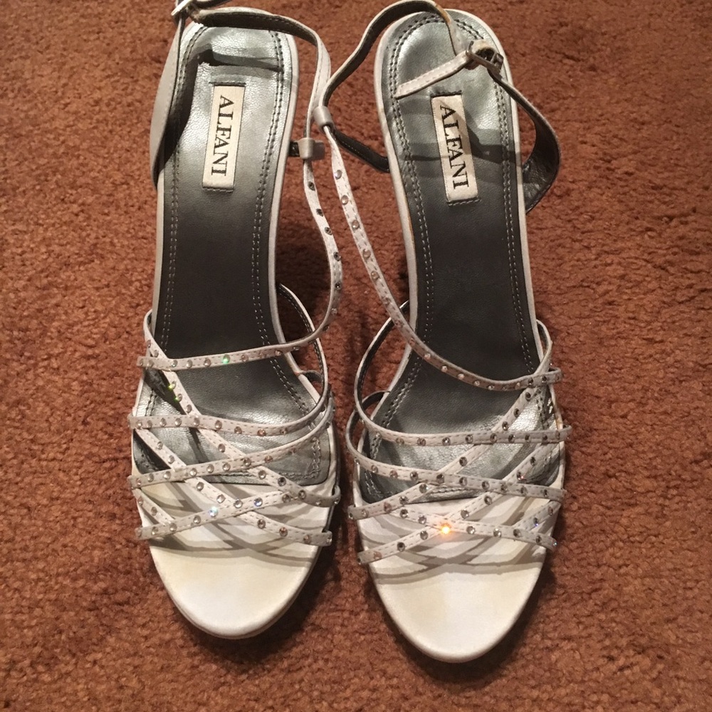 Alfani silver satin sparkly dress sandals